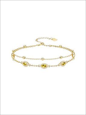18K Gold Plated Birthstone Bracelet/Anklet with Extendable Chain